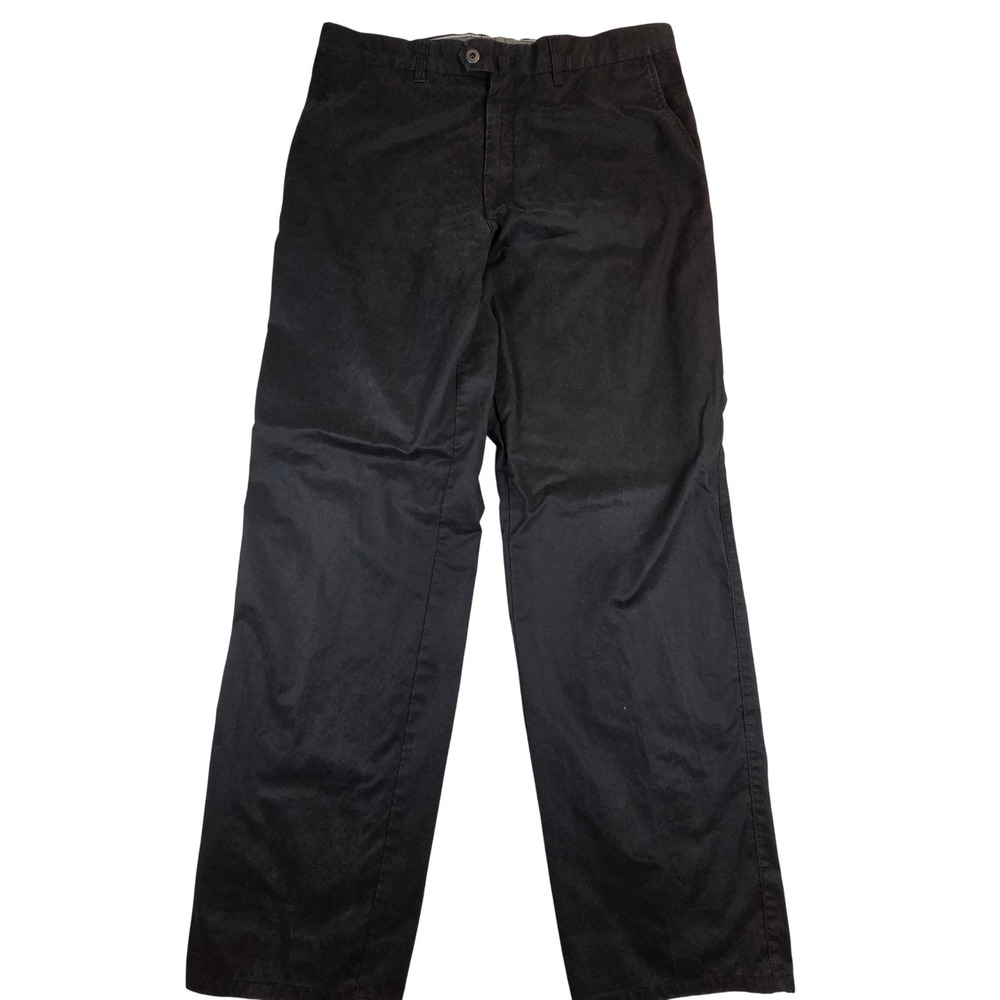 Zegna Sport Mens Regular Fit Black Cotton Chino Pants Size 38x33 Flat Front